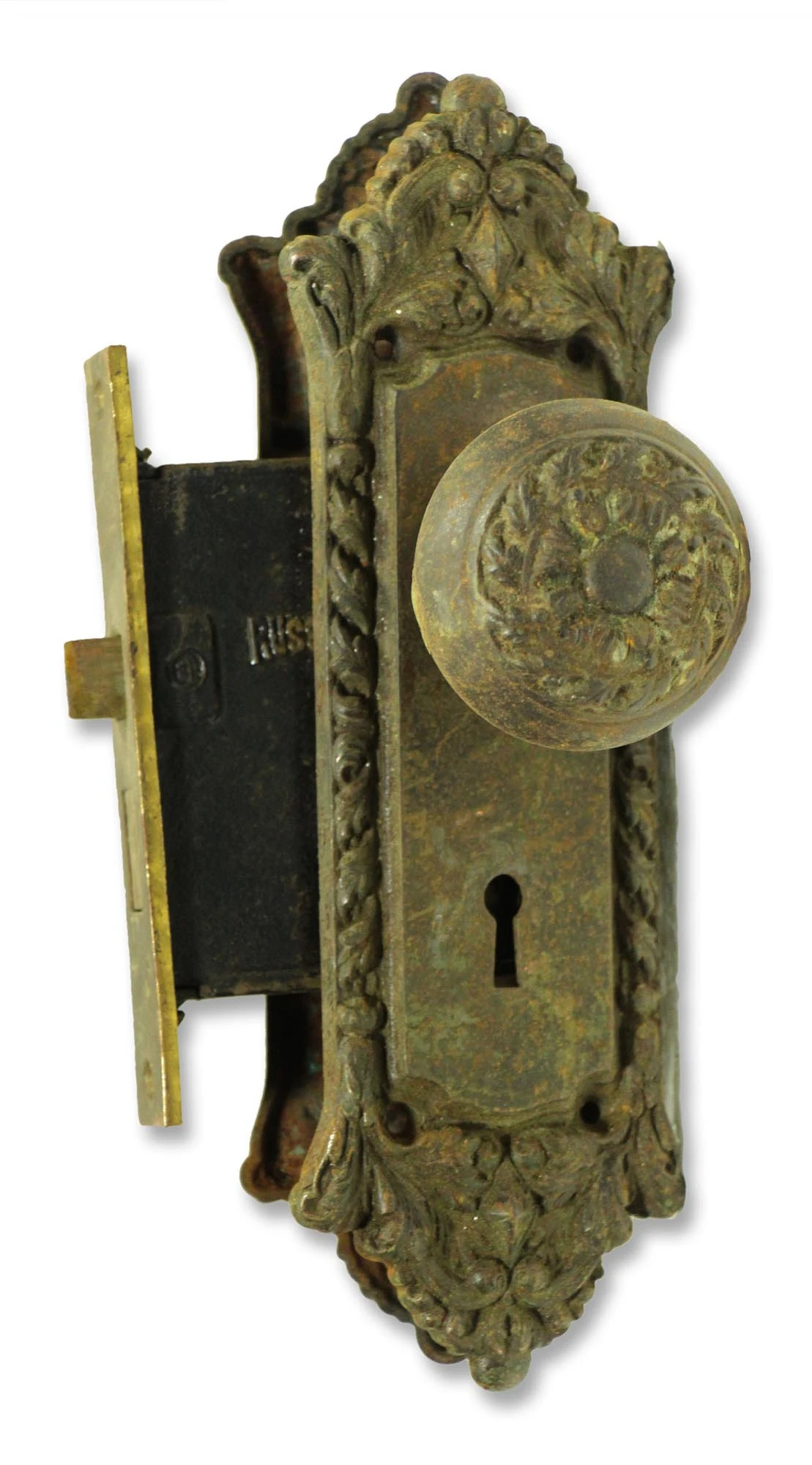 R&E Cast Iron Ornate Chatham Door Knob Set With Mortise Lock 3 R&E Cast Iron Ornate Chatham Door Knob Set With Mortise Lock