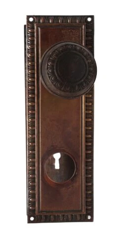 Steel Egg & Dart Door Knob Set With Brass Back Plates