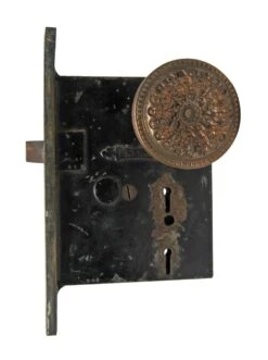 Victorian Bronze Field Reading Entry Door Knob Set