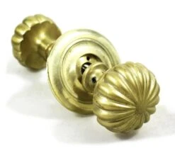 Vintage Cast Brass Round Fluted Entry Door Knob Set