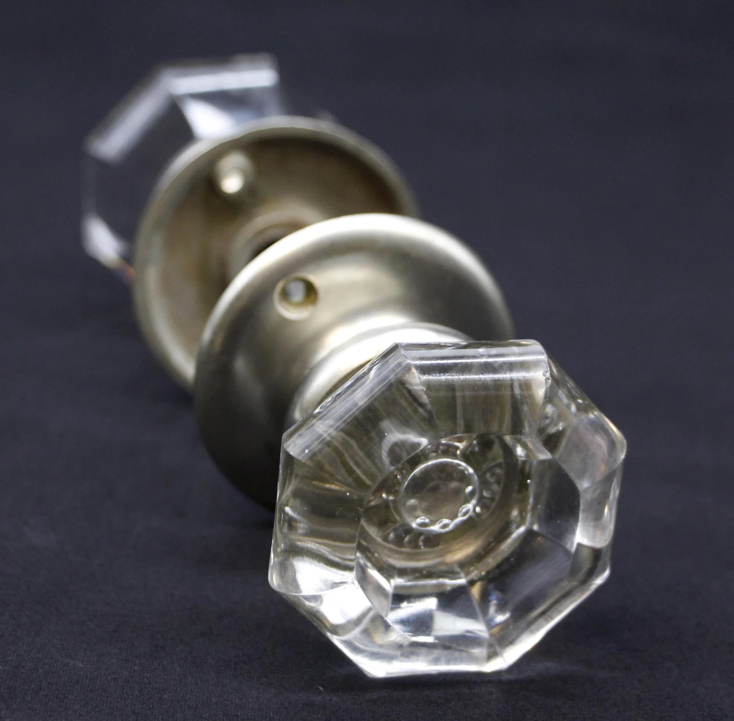 Vintage Clear Glass Octagon Passage Door Knob Set 3 Vintage Clear Glass Octagon Passage Door Knob Set