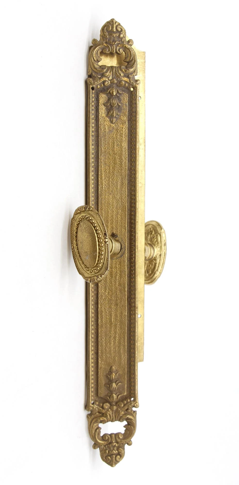 Vintage French Gilded Brass Oval Door Knob Set 2 Vintage French Gilded Brass Oval Door Knob Set