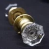 Vintage Octagon Glass Bullet Brass Passage Door Knob Set
