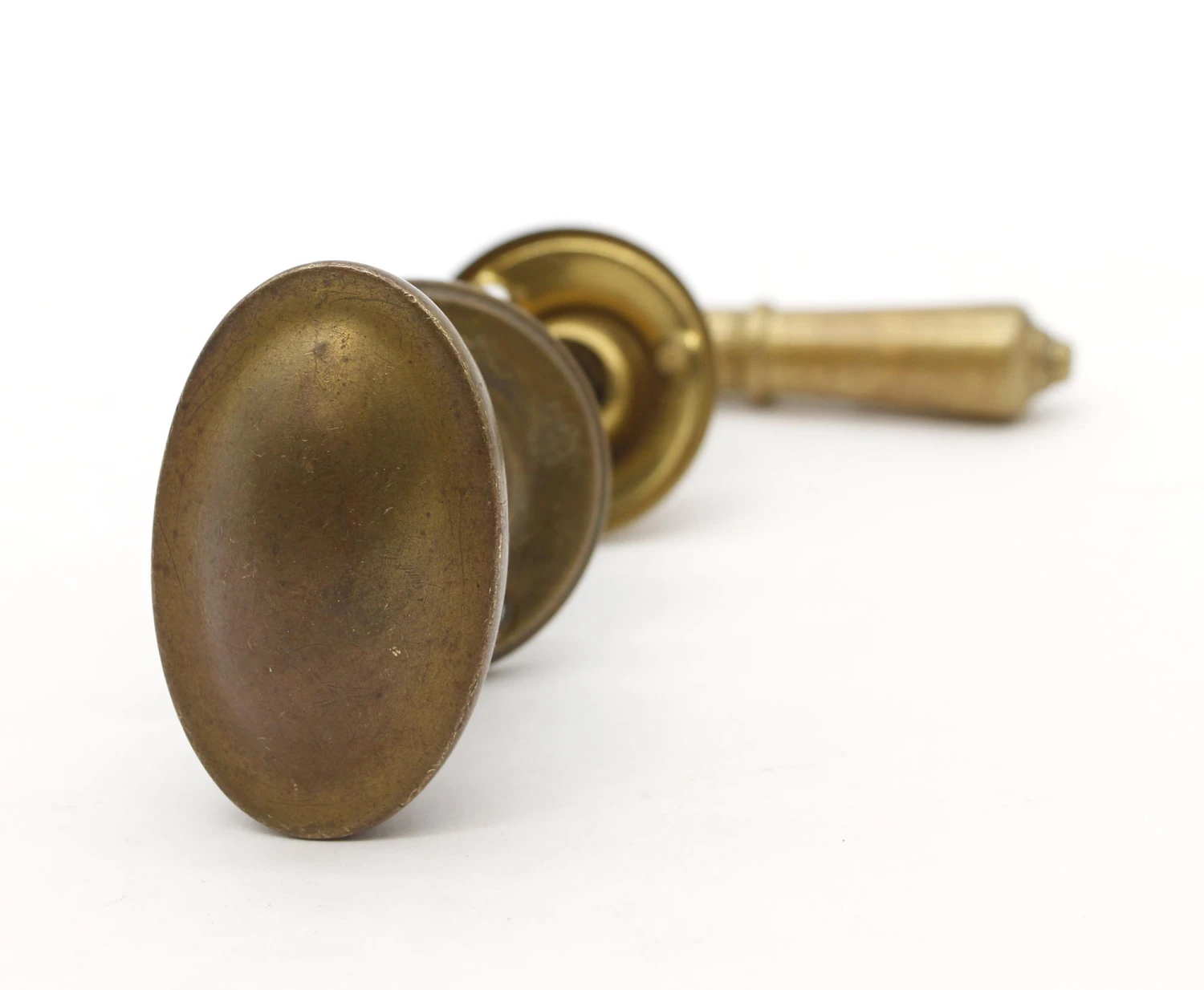 Vintage Oval Brass Knob & Lever Passage Door Knob Set 3 Vintage Oval Brass Knob & Lever Passage Door Knob Set