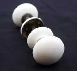Vintage Round White Ceramic Passage Door Knob Set
