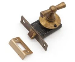 Vintage Traditional Brass T Handle Left Swing Door Latch