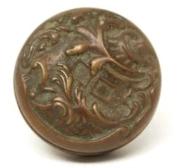 1890s Reading Rococo Asymmetrical Bronze Entry Door Knob