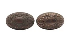 1910s Antique Bronze Yale & Towne Largo Oval Entry Door Knobs