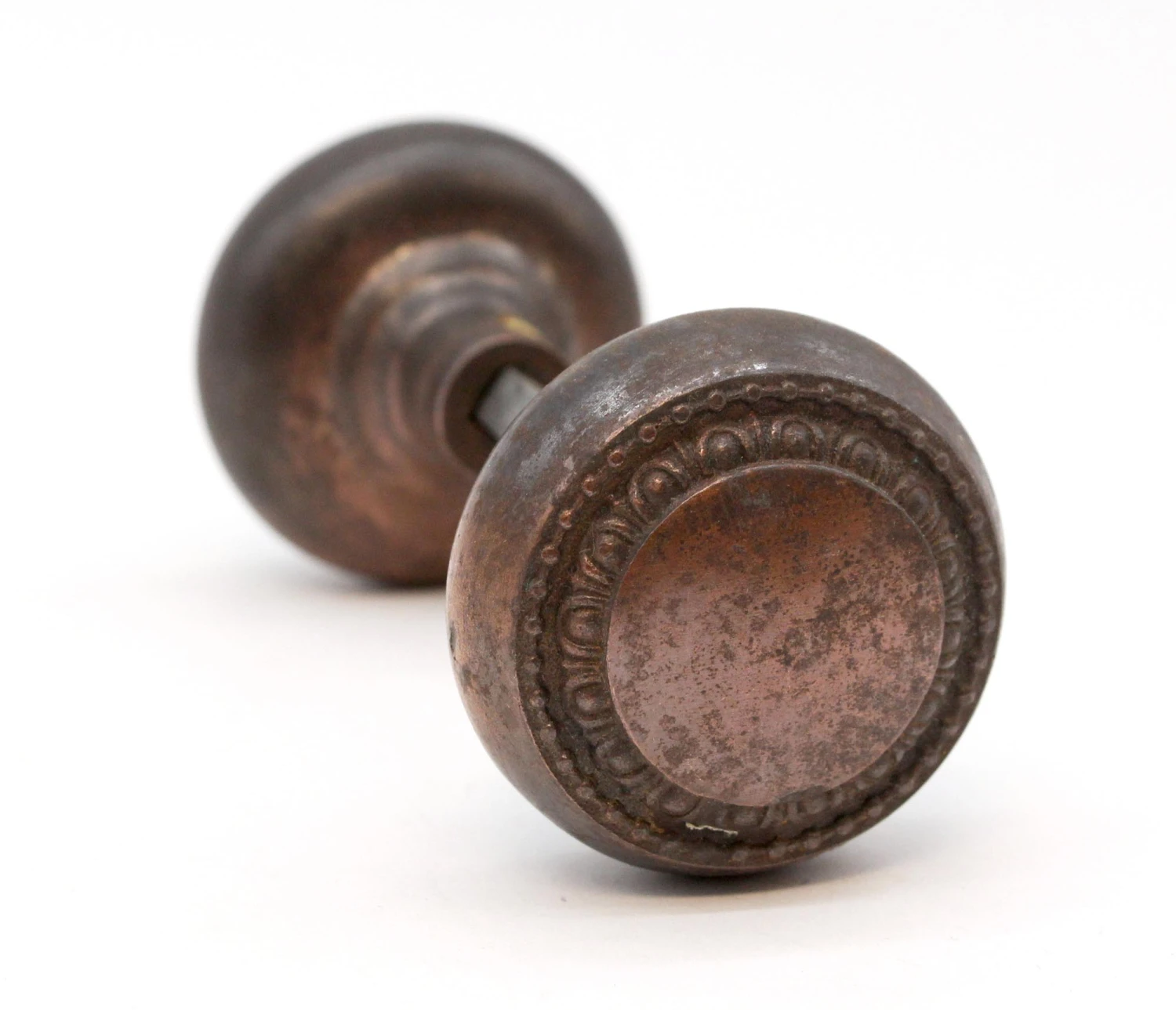 Antique Concentric Pair Of Bronze Door Knobs 3 Antique Concentric Pair Of Bronze Door Knobs