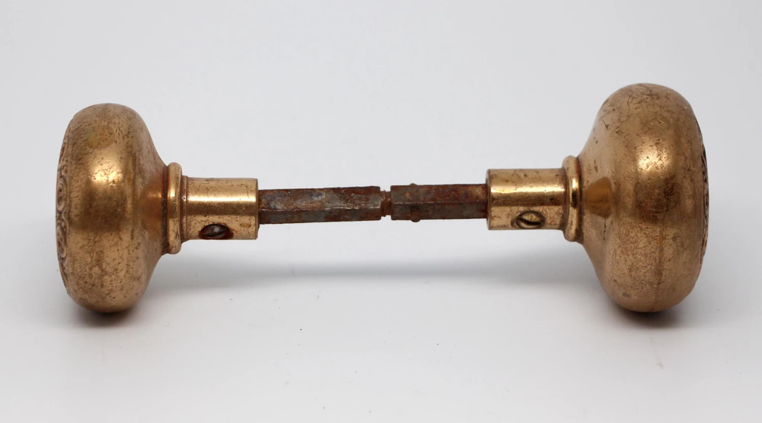 Antique 1920s Brass Barrows Geneva Entry Door Knobs 5 Antique 1920s Brass Barrows Geneva Entry Door Knobs - Image 3