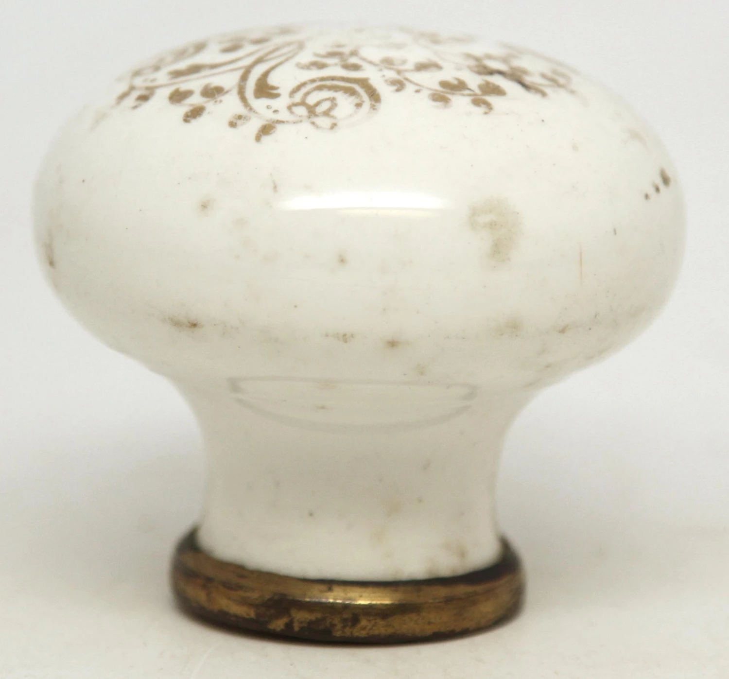 Vintage White Gold Floral Porcelain Door Knob 5 Vintage White Gold Floral Porcelain Door Knob - Image 3