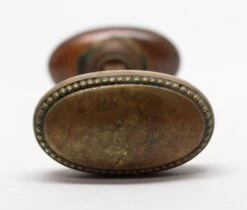 Antique Pair Of Brass Beaded Oval Entry Door Knobs 7 Antique Pair Of Brass Beaded Oval Entry Door Knobs -OGT Sale Store door knobs for sale p266039