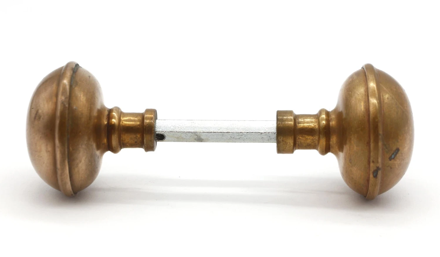 Vintage Pair Of Round Brass Classic Passage Door Knobs 5 Vintage Pair Of Round Brass Classic Passage Door Knobs - Image 3