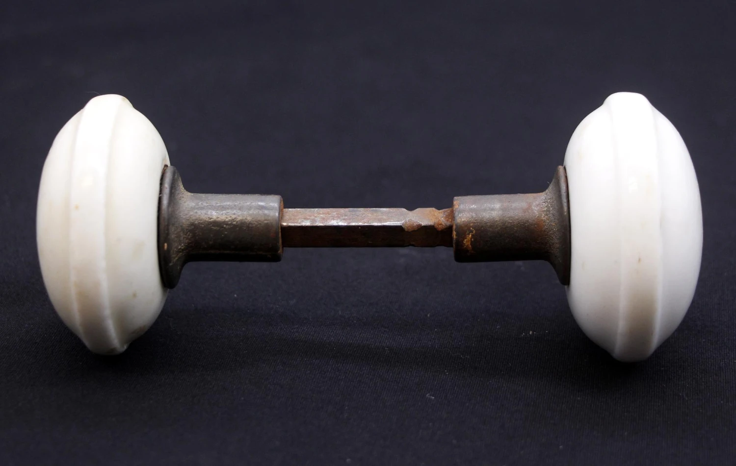 Pair Of White Ceramic Door Knobs With Cast Iron Shanks 5 Pair Of White Ceramic Door Knobs With Cast Iron Shanks - Image 3