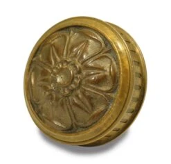 Antique 6 Fold Floral Brass Passage Door Knob -OGT Sale Store door knobs m218319