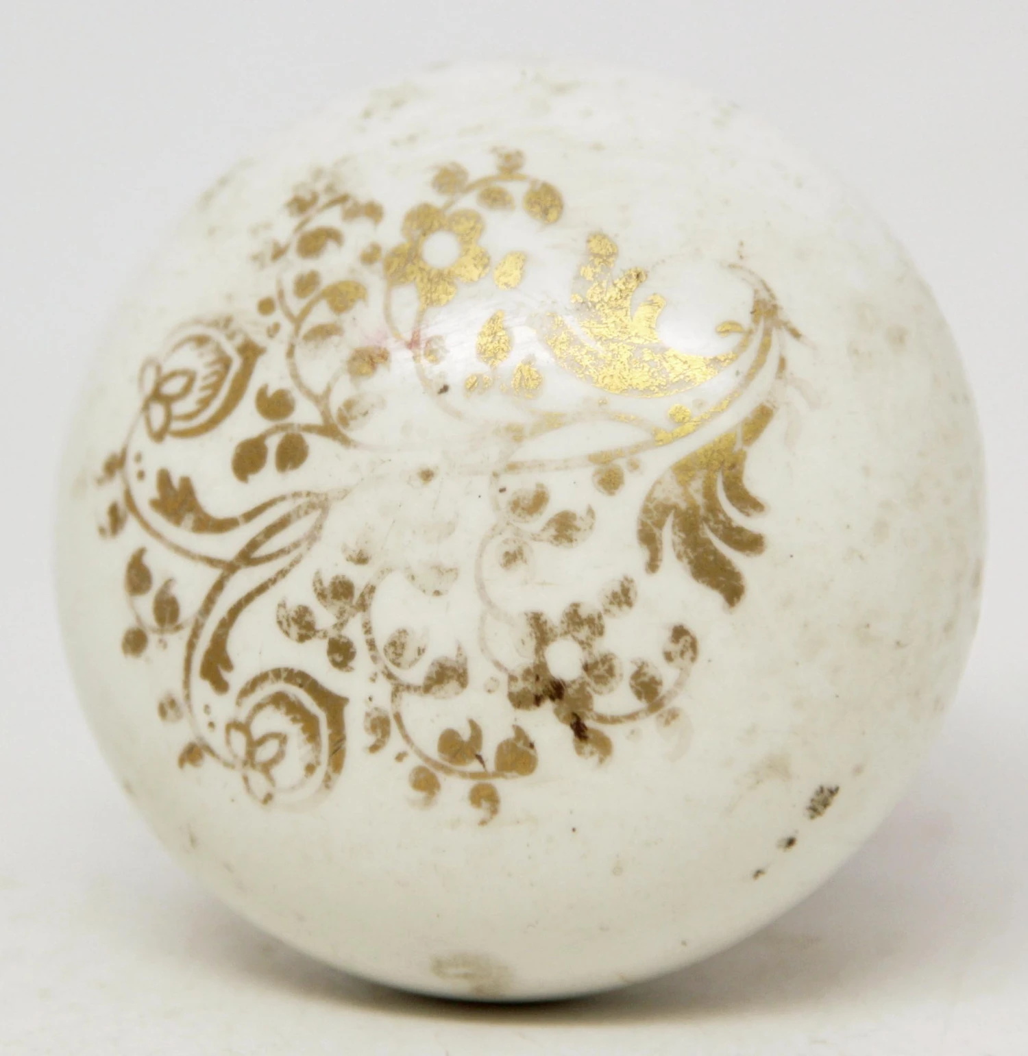 Vintage White Gold Floral Porcelain Door Knob 4 Vintage White Gold Floral Porcelain Door Knob - Image 2