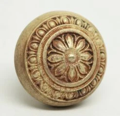 Antique 1900s Floral Egg & Dart Bronze Door Knob 7 Antique 1900s Floral Egg & Dart Bronze Door Knob -OGT Sale Store door knobs n241902