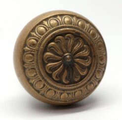 Antique Floral Egg & Dart Gothic Brass Passage Door Knob -OGT Sale Store door knobs n257663