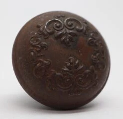 Antique Two Fold Vittoria Cast Iron Single Entry Door Knob -OGT Sale Store door knobs n258302a