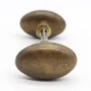 Pair Of Dark Patina Brass Vintage Oval Door Knobs