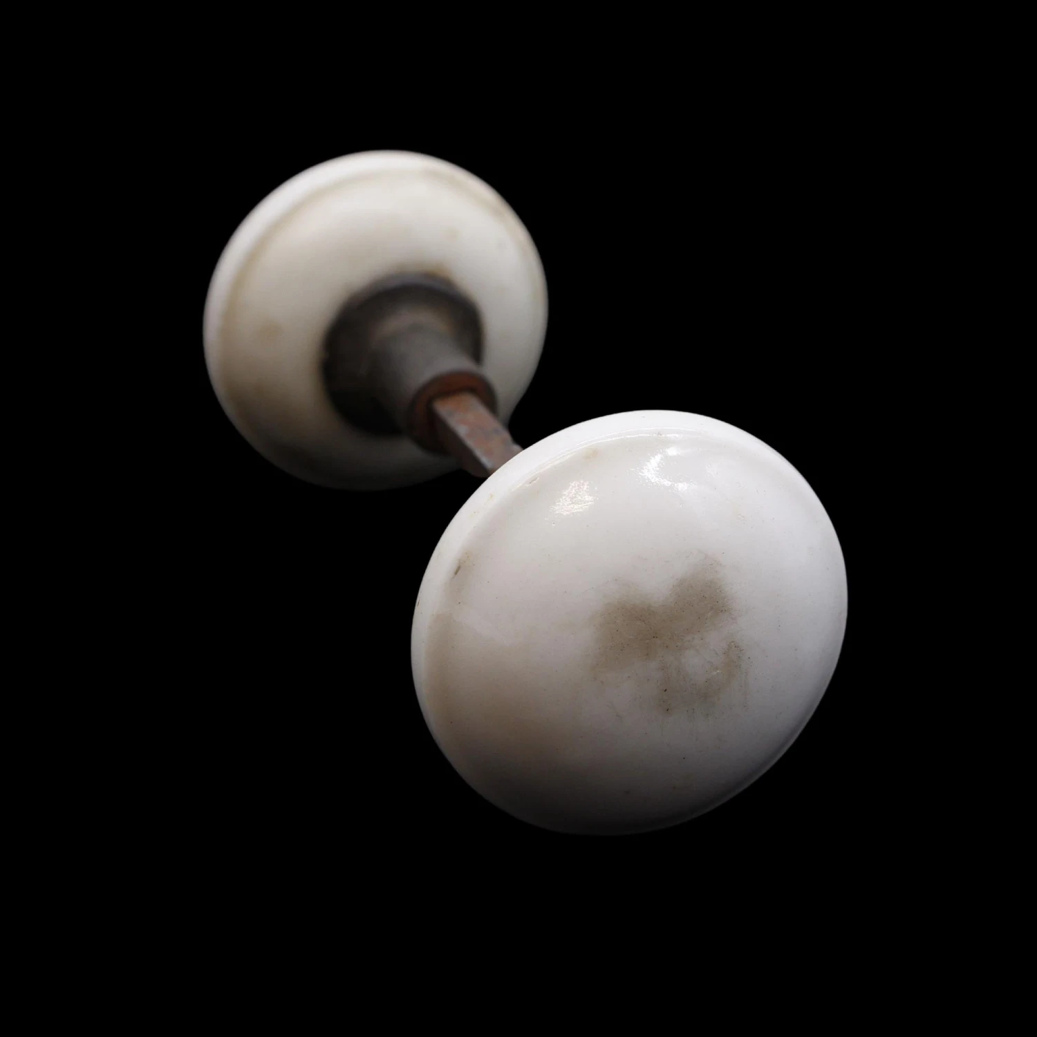 Pair Of White Ceramic Door Knobs With Cast Iron Shanks 3 Pair Of White Ceramic Door Knobs With Cast Iron Shanks