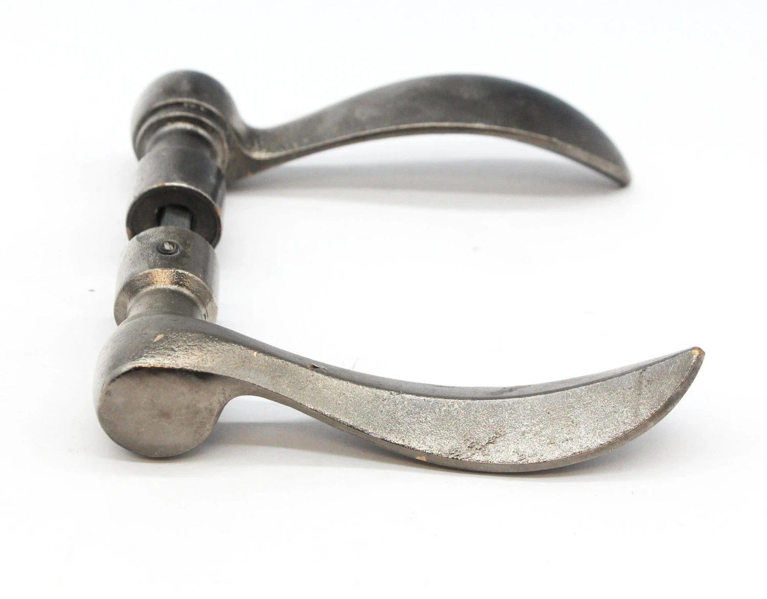 Pair Of Nickel Plated Modern Brass Lever Door Knobs 4 Pair Of Nickel Plated Modern Brass Lever Door Knobs - Image 2