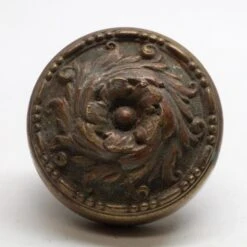 Single Romanesque Bronze Floral Entry Door Knob