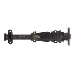 Antique 10 In. Black Hammered Wrought Iron Tower Door Bolt