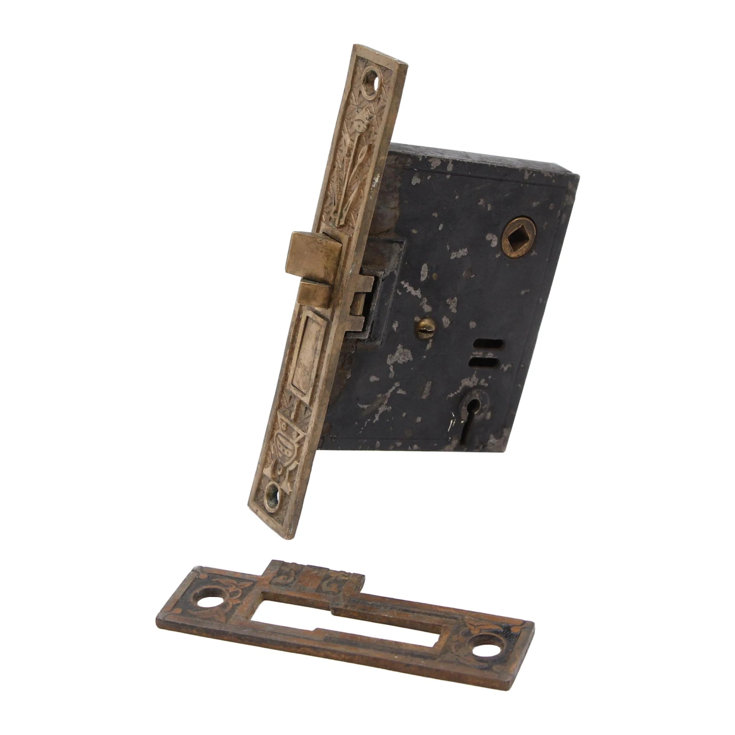 Antique Cast Iron & Brass Aesthetic Norwalk Mortise Door Lock 3 Antique Cast Iron & Brass Aesthetic Norwalk Mortise Door Lock