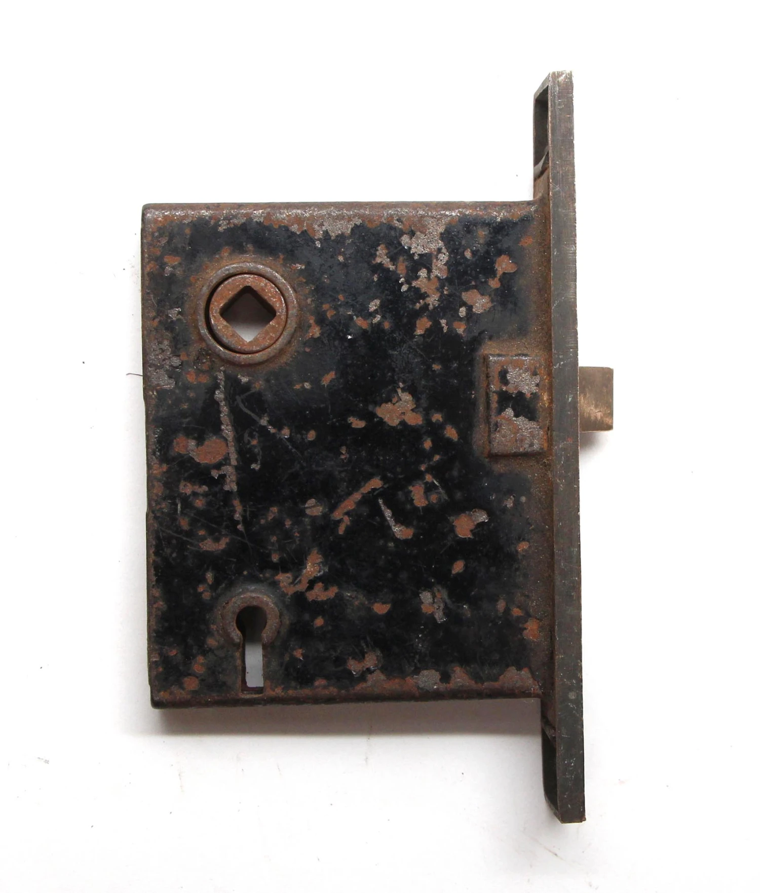 Antique Victorian Cast Iron Mortise Door Lock With Brass Face 5 Antique Victorian Cast Iron Mortise Door Lock With Brass Face - Image 3