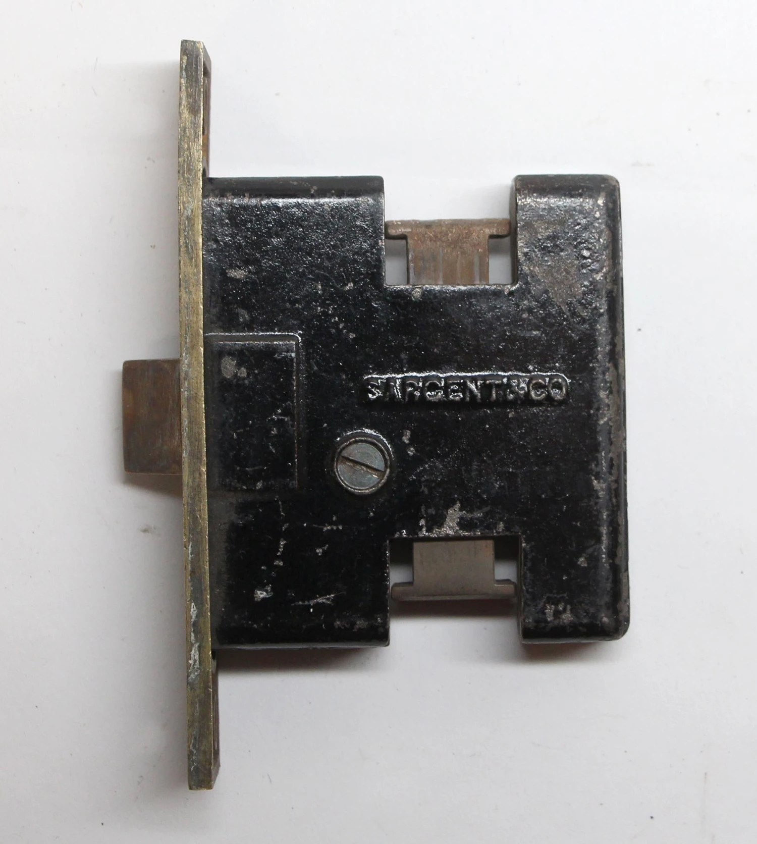 Antique Sargent Brass & Cast Iron Store Door Mortise Lock 5 Antique Sargent Brass & Cast Iron Store Door Mortise Lock - Image 3