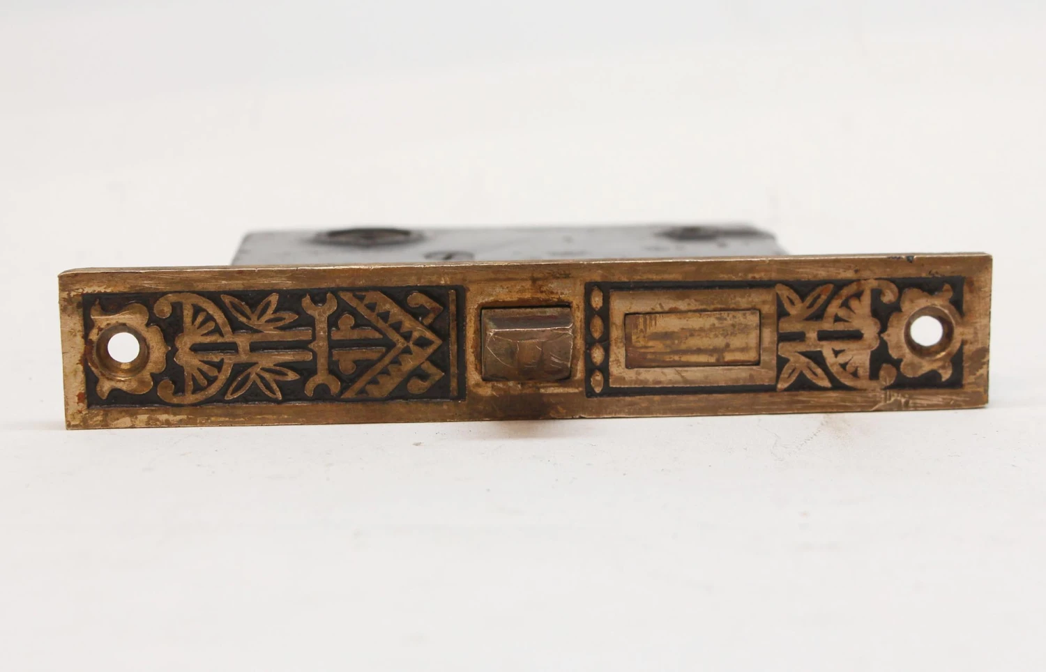 Antique Victorian Brass & Cast Iron Passage Mortise Door Lock 5 Antique Victorian Brass & Cast Iron Passage Mortise Door Lock - Image 3