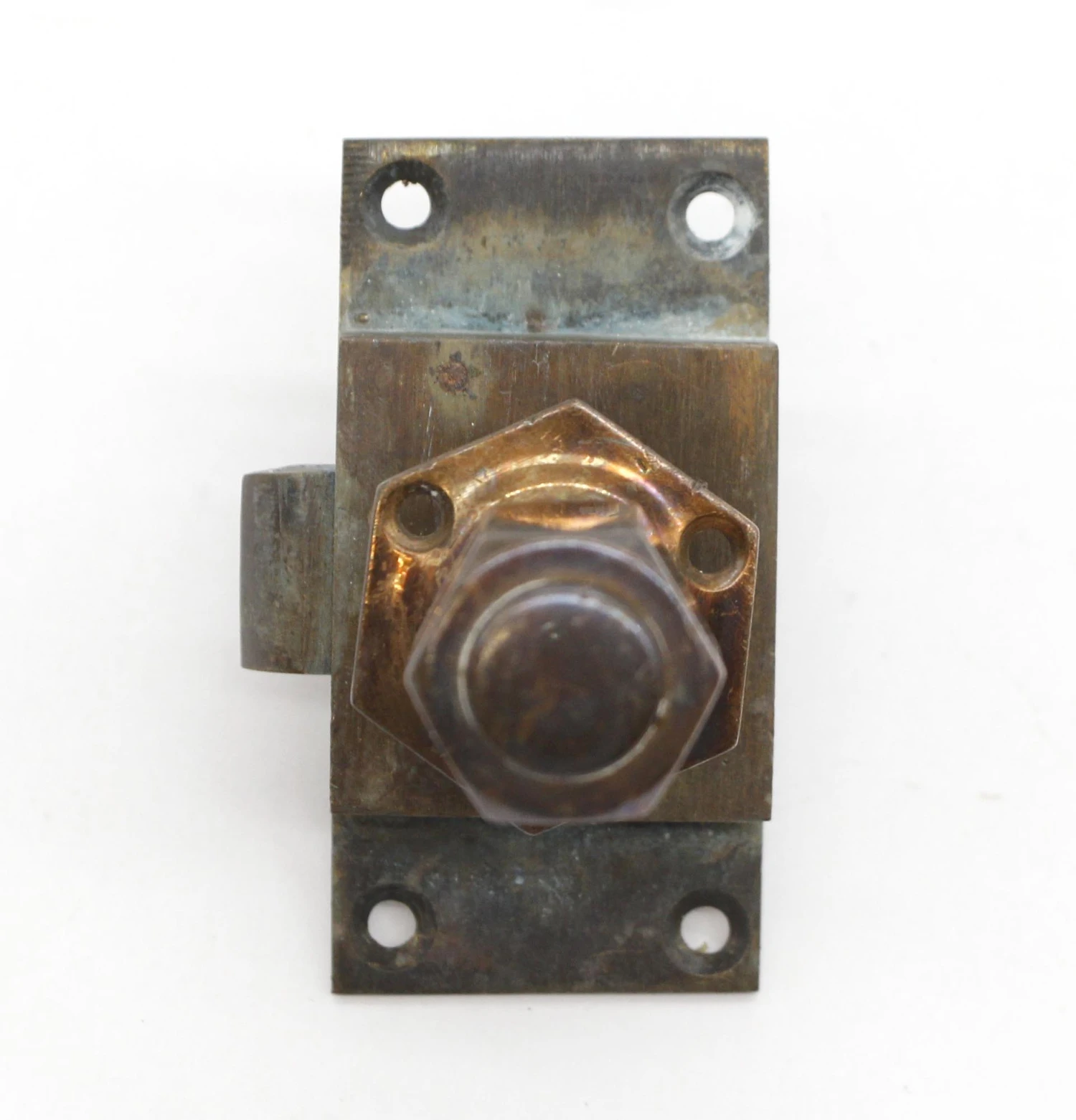 Vintage Brass Hexagonal Shaped Cabinet Door Latch And Knob 5 Vintage Brass Hexagonal Shaped Cabinet Door Latch And Knob - Image 3