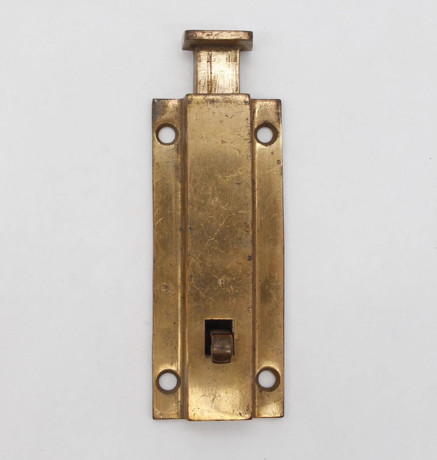 Vintage 6.25 In. Brass Plated Steel Spring Door Floor Bolt 5 Vintage 6.25 In. Brass Plated Steel Spring Door Floor Bolt - Image 3