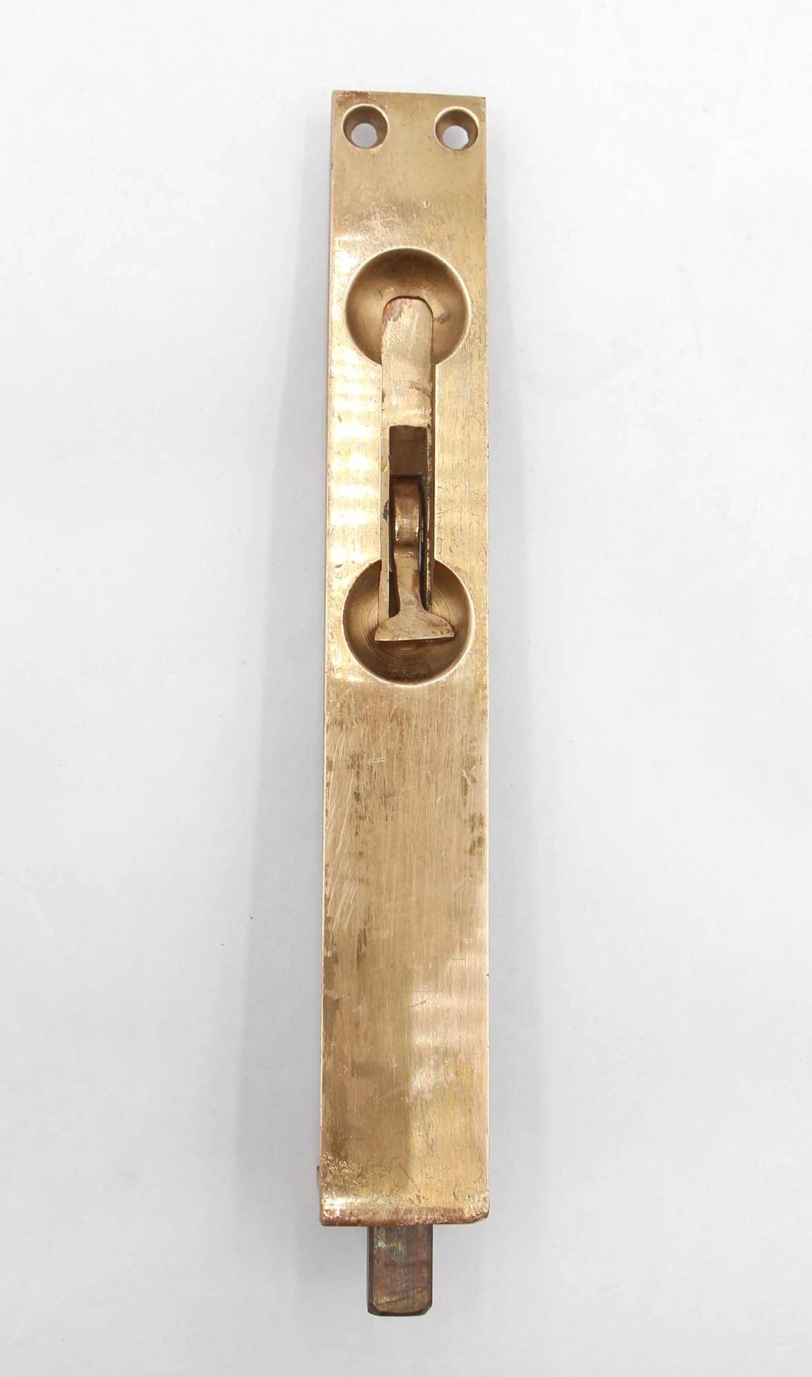 Old New Stock Brass 9 In. Flush Mount Floor Bolt 5 Old New Stock Brass 9 In. Flush Mount Floor Bolt - Image 3