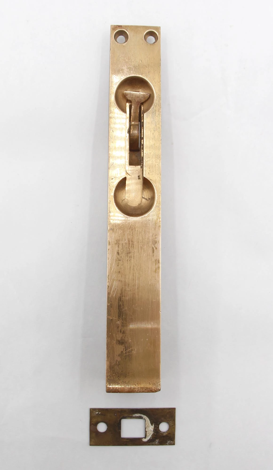 Old New Stock Brass 9 In. Flush Mount Floor Bolt 3 Old New Stock Brass 9 In. Flush Mount Floor Bolt