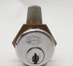Vintage Chrome Plated Brass 1.75 In. Corbin Cylinder Lock With Key -OGT Sale Store door locks p261834