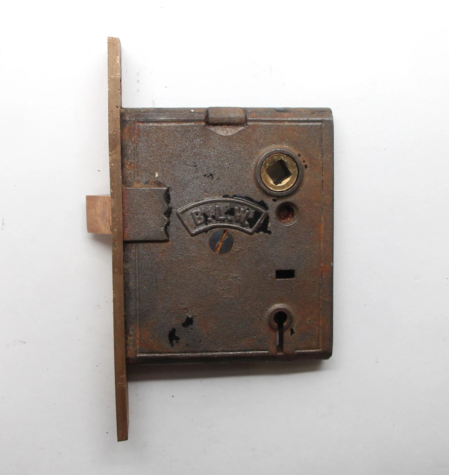 Antique Victorian Branford Cast Iron Mortise Door Lock 4 Antique Victorian Branford Cast Iron Mortise Door Lock - Image 2