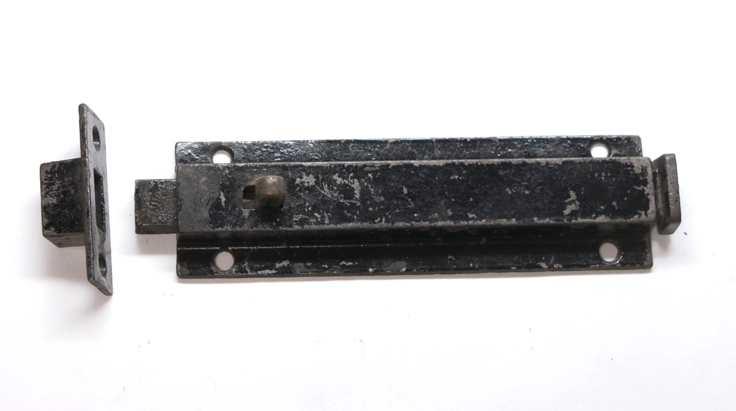 Antique Classic Painted Black Cast Iron Door Bolt With Catch 4 Antique Classic Painted Black Cast Iron Door Bolt With Catch - Image 2