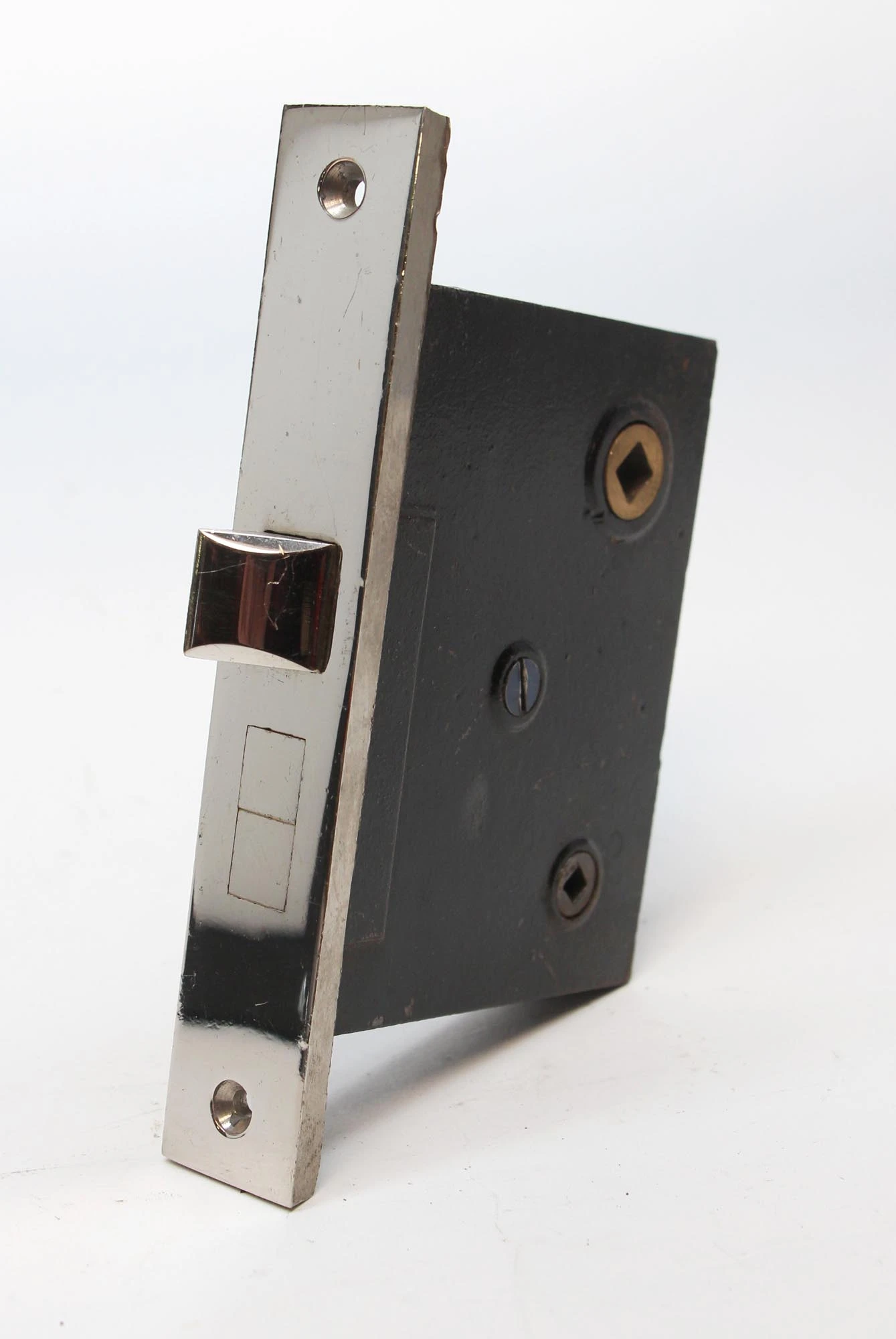 Vintage Cast Iron & Chrome Communicating Door Mortise Lock 4 Vintage Cast Iron & Chrome Communicating Door Mortise Lock - Image 2