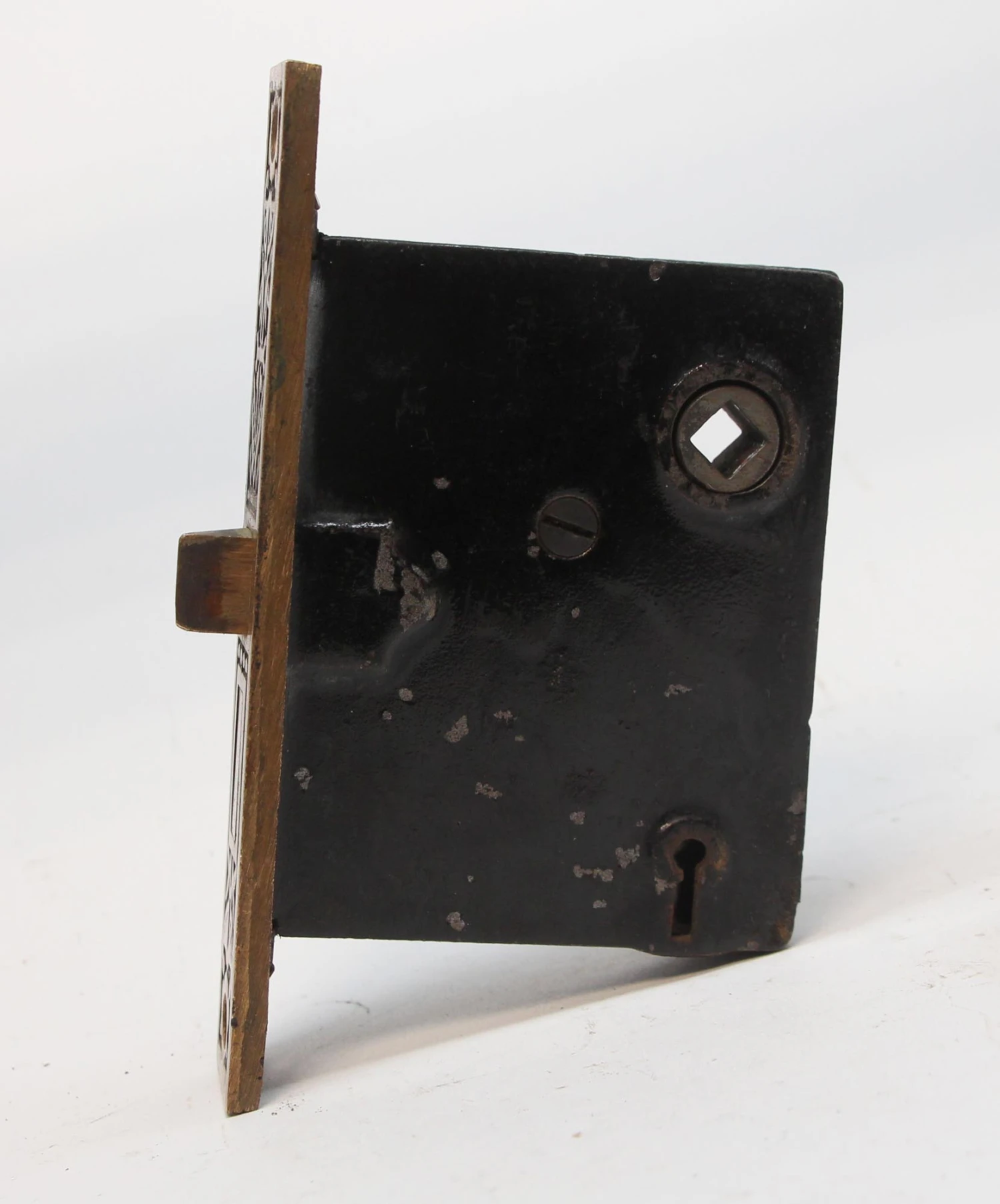 Antique Victorian Brass & Cast Iron Passage Mortise Door Lock 4 Antique Victorian Brass & Cast Iron Passage Mortise Door Lock - Image 2