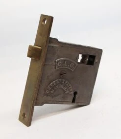 Antique Gilbert Lock Co. Brass & Cast Iron Passage Mortise Door Lock 9 Antique Gilbert Lock Co. Brass & Cast Iron Passage Mortise Door Lock -OGT Sale Store door locks p267589