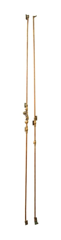 Pair Of Brass Double Door Cremone Bolts With Lion Detail