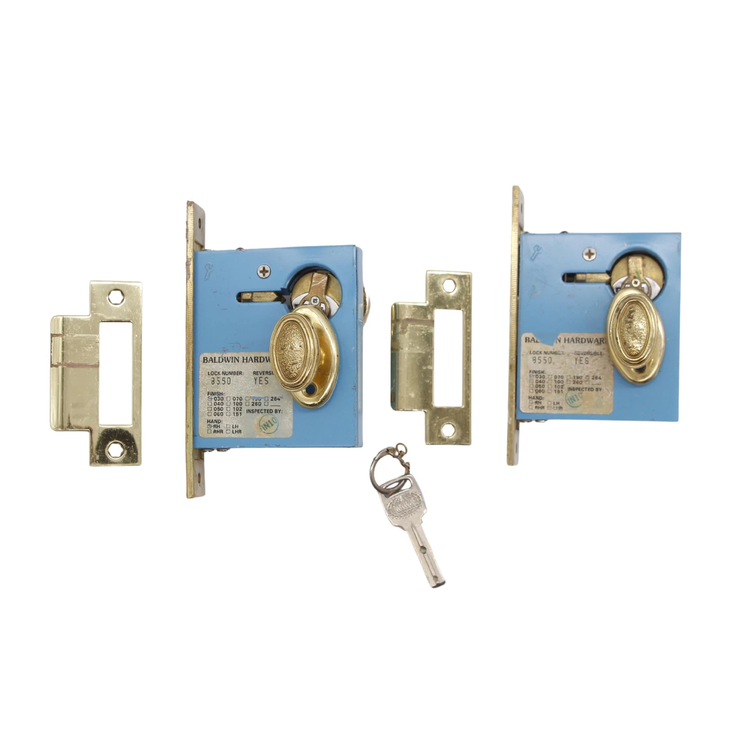 Pair Of Polished Brass Entry Baldwin Mortise Locks With One Key 3 Pair Of Polished Brass Entry Baldwin Mortise Locks With One Key