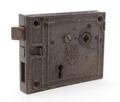 Antique Black Cast Iron Rim Door Lock -OGT Sale Store door locks q279801