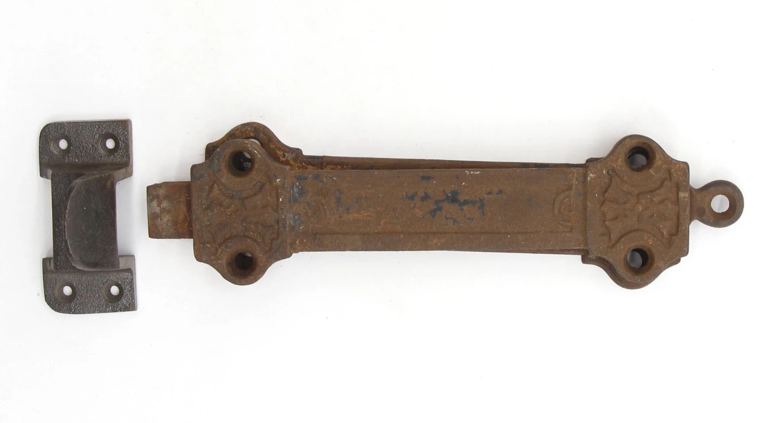 Antique Victorian Cast Iron Spring Door Bolt 4 Antique Victorian Cast Iron Spring Door Bolt - Image 2