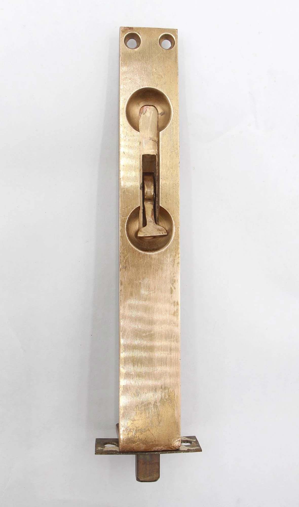 Old New Stock Brass 9 In. Flush Mount Floor Bolt 4 Old New Stock Brass 9 In. Flush Mount Floor Bolt - Image 2