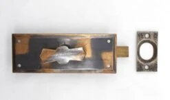 Reclaimed 6 In. Japanned Brass Flush Mount Door Bolt
