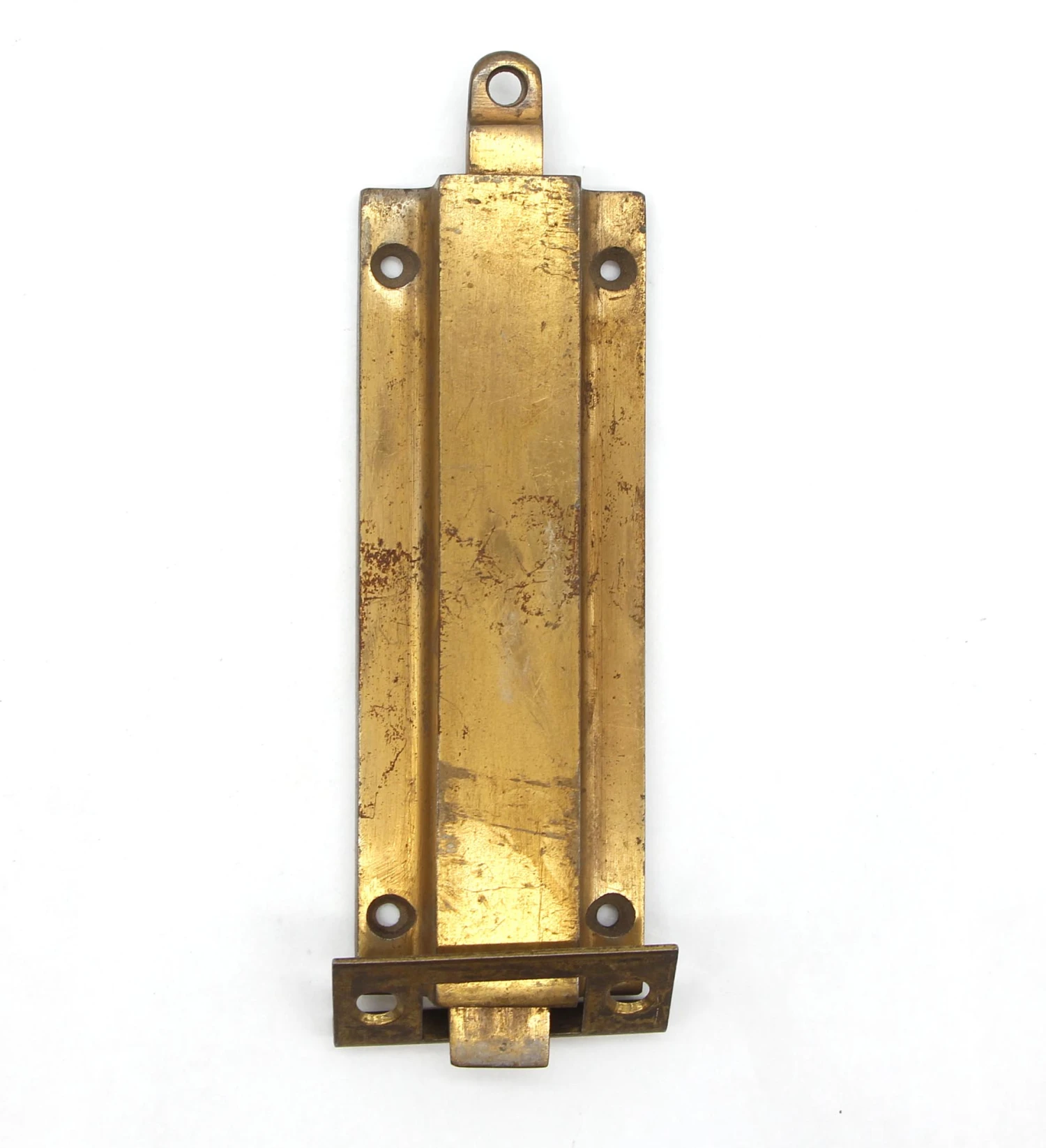 Vintage 7.5 In. Brass Plated Steel Spring Floor Door Bolt 3 Vintage 7.5 In. Brass Plated Steel Spring Floor Door Bolt