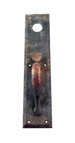 Antique 14.5 In. Bronze Door Pull With Lock Insert